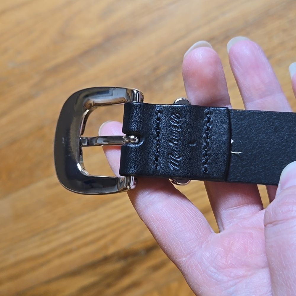 Madewell black leather silver studded Western belt - Picture 4 of 4